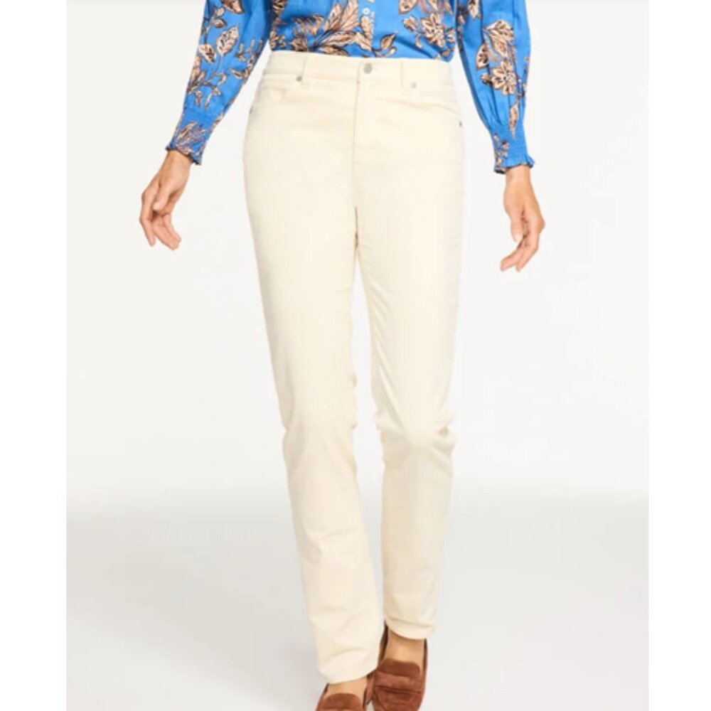 Talbots High Rise Straight Leg Corduroy Pants in Ivory